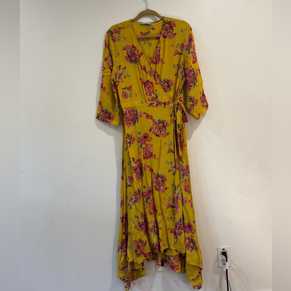 Floral Long Sleeve Dress in Mustard by Anthropologie